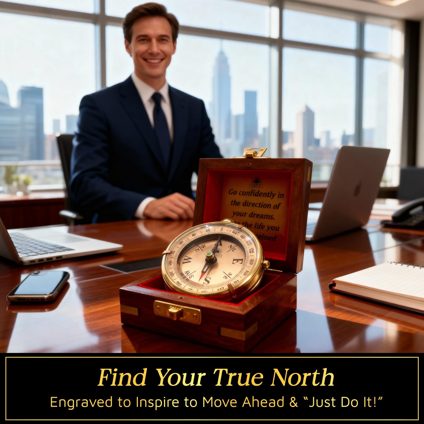 The Dream Chaser Compass - Go Confidently -2026 Unique Graduation Gifts for Him, College, High School, Cool Birthday Gift Idea for Son, Boys, Motivational Greeting Card Included