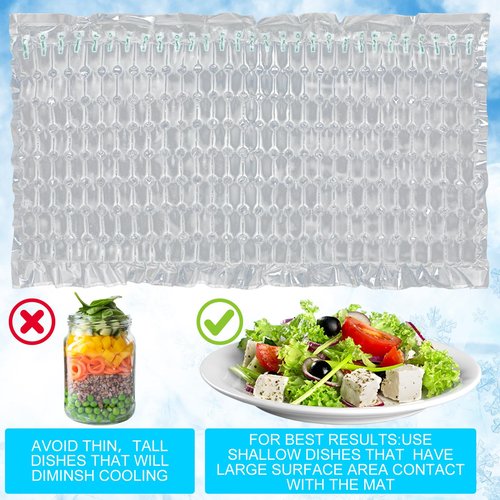 Reallnaive 2 Pack Reusable Freezable Ice Mat Sheets for Coolers Flexible Ice Packs for Food Trays, Cheese Boards, Deli Meats, Veggie Plates, Sushi, Party Platters