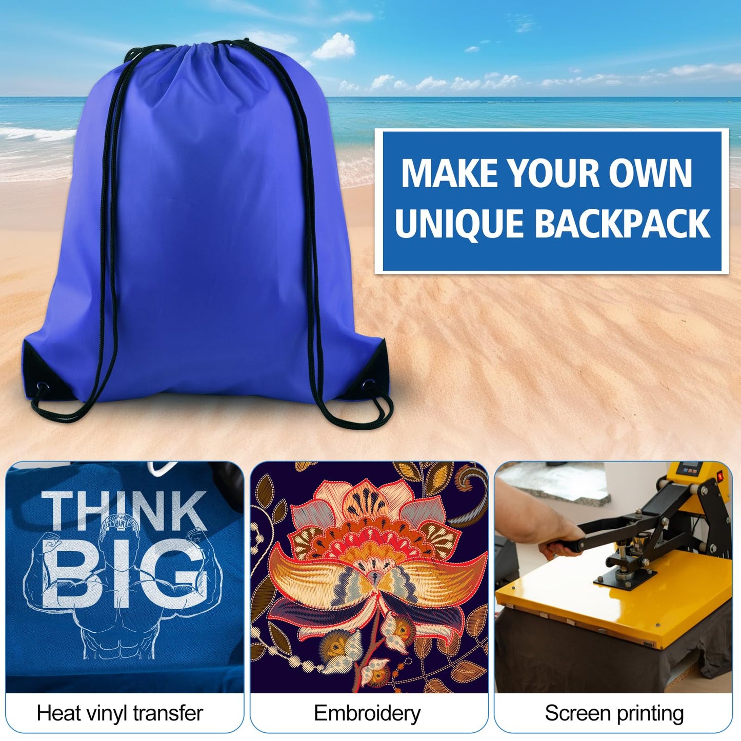 KUUQA 60Pcs Blue Drawstring Backpack Bag Sack Drawstring Bags Bulk String Bags Storage Bags for Sport Gym Traveling