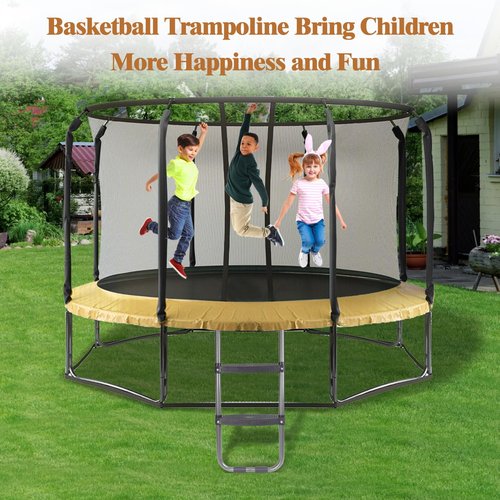 SCXinnkeer Trampoline Ladder 2-Steps, Trampoline Steps with Wide Steps, Skid-Proof Steps Universal Hook, UV Treated Steel, 14FT Trampoline Stairs Accessories for Kids/Children, 220Lbs Capacity