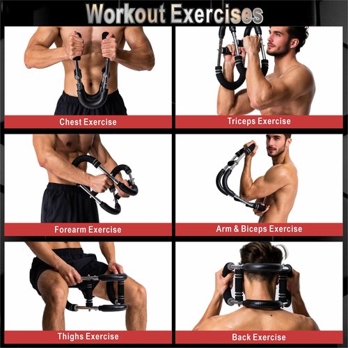 Rhewatin Twister Arm Trainer, Adjustable Resistance Chest Workout Equipment for Men Women, Forearm Biceps Tricep Chest Thigh Exerciser, Portable Spring Home Workout Bar, Light (40-70lb)