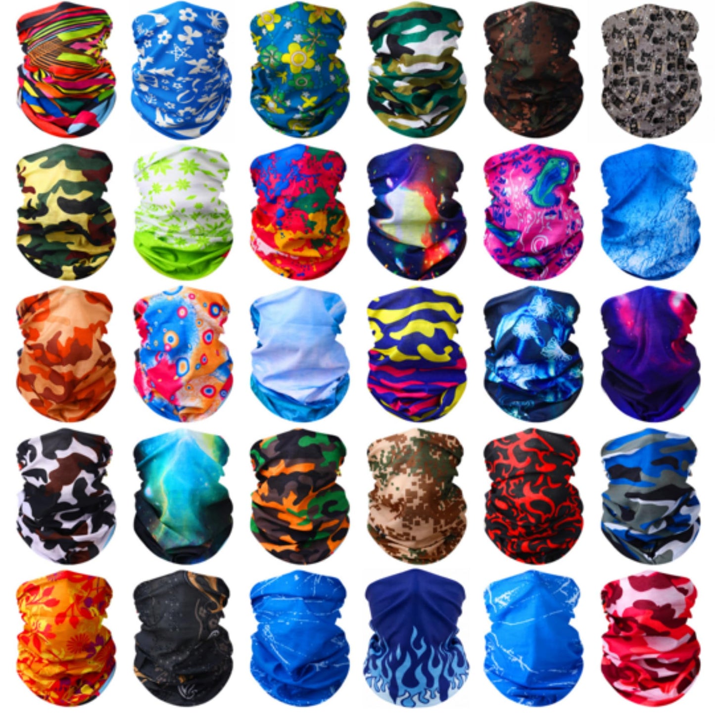 Tarpop 12/30 Pcs Neck Gaiters Scarf Elastic Wrap Headband Sweat Absorbing Bandana for Women Men Sports Yoga Running(30 Pcs,Stylish Style)