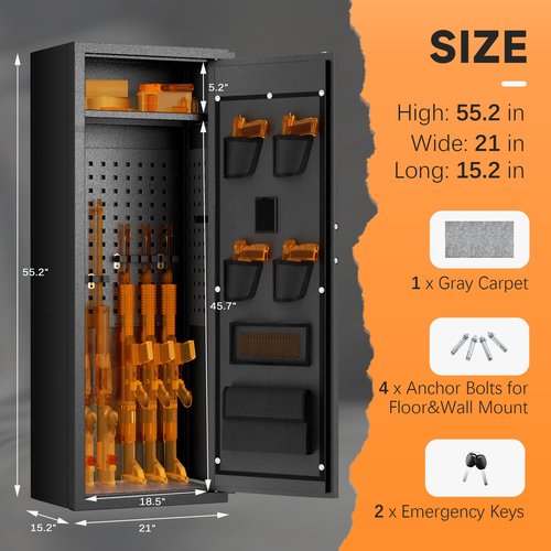 INTERGREAT 10-15 Rifle Gun Safe, Fireproof Home Safe for Rifles and Pistols, Large Unassembled Rifle Safe with 3 Removable Gun Racks,Digital Rifle Safes with 4 Pistol Pockets