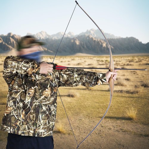 HANDBAIGE 52'' Archery Traditional Longbow and Arrow Set One-Piece Wooden Longbow Right Hand Handmade Long Bow for Hunting Shooting (20lbs)