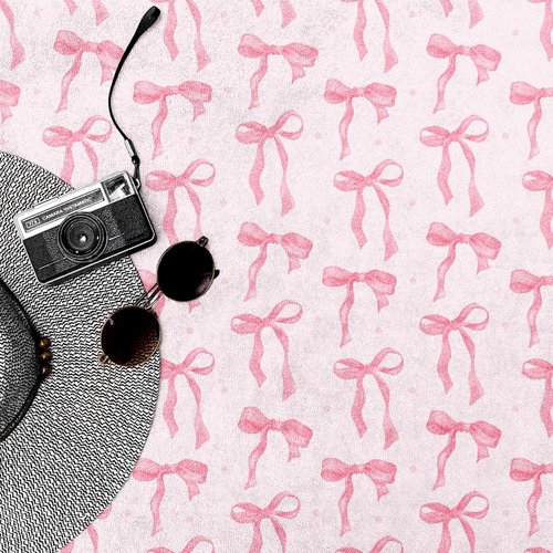 Mahrokh Pink Bow Beach Towel Coquette Beach Towel Gift 60 x 30 Inch Coquette Birthday Pink Bow Party Decorations for Birthday Baby Shower Bridal Shower Bachelorette Party Decor(#1)