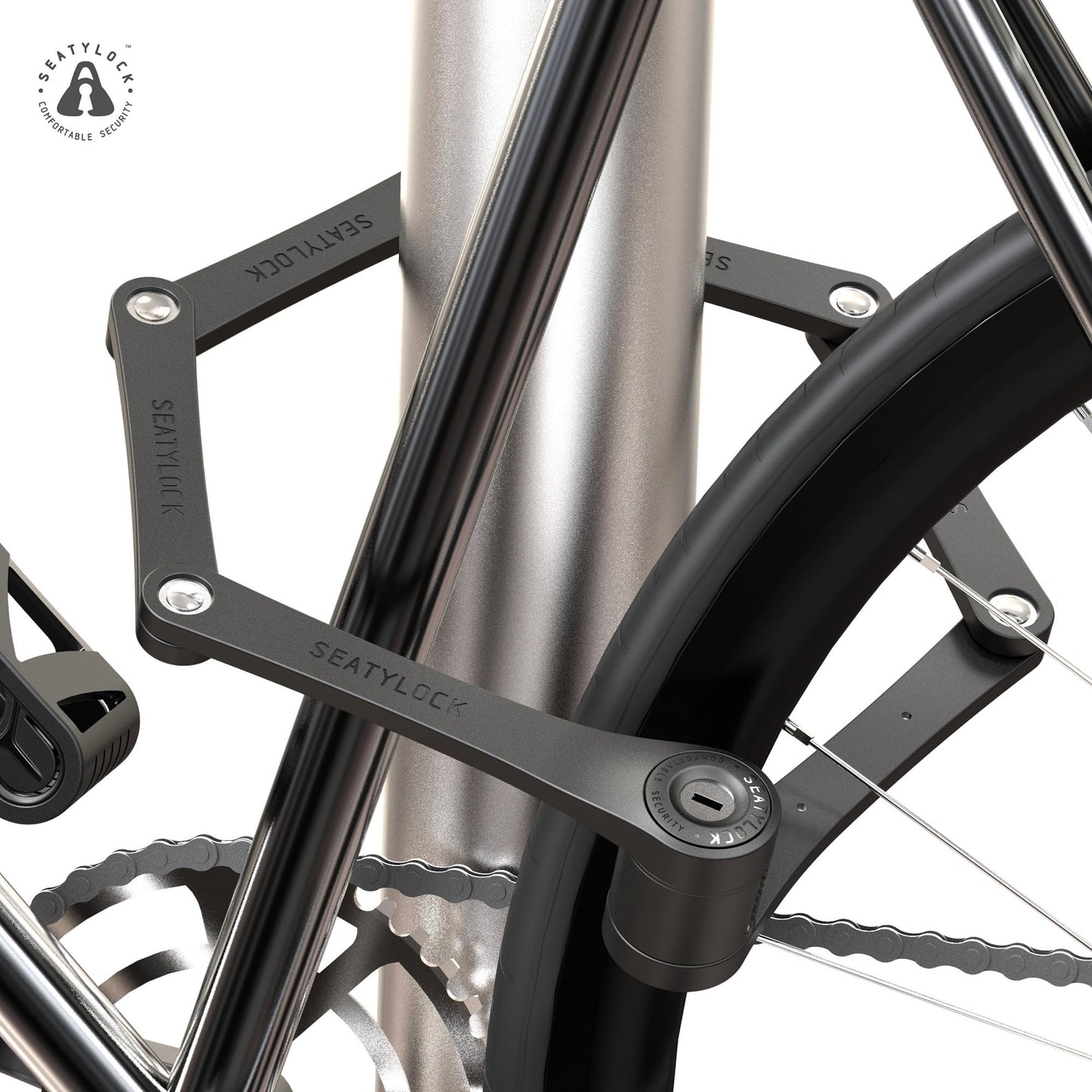 Seatylock FoldyLock Compact Folding Bike Lock - Award Winning Patented Lightweight High Security Bicycle Lock - Heavy Duty Anti Theft Smart Secure Guard with Keys & Case for Bikes or Scooters
