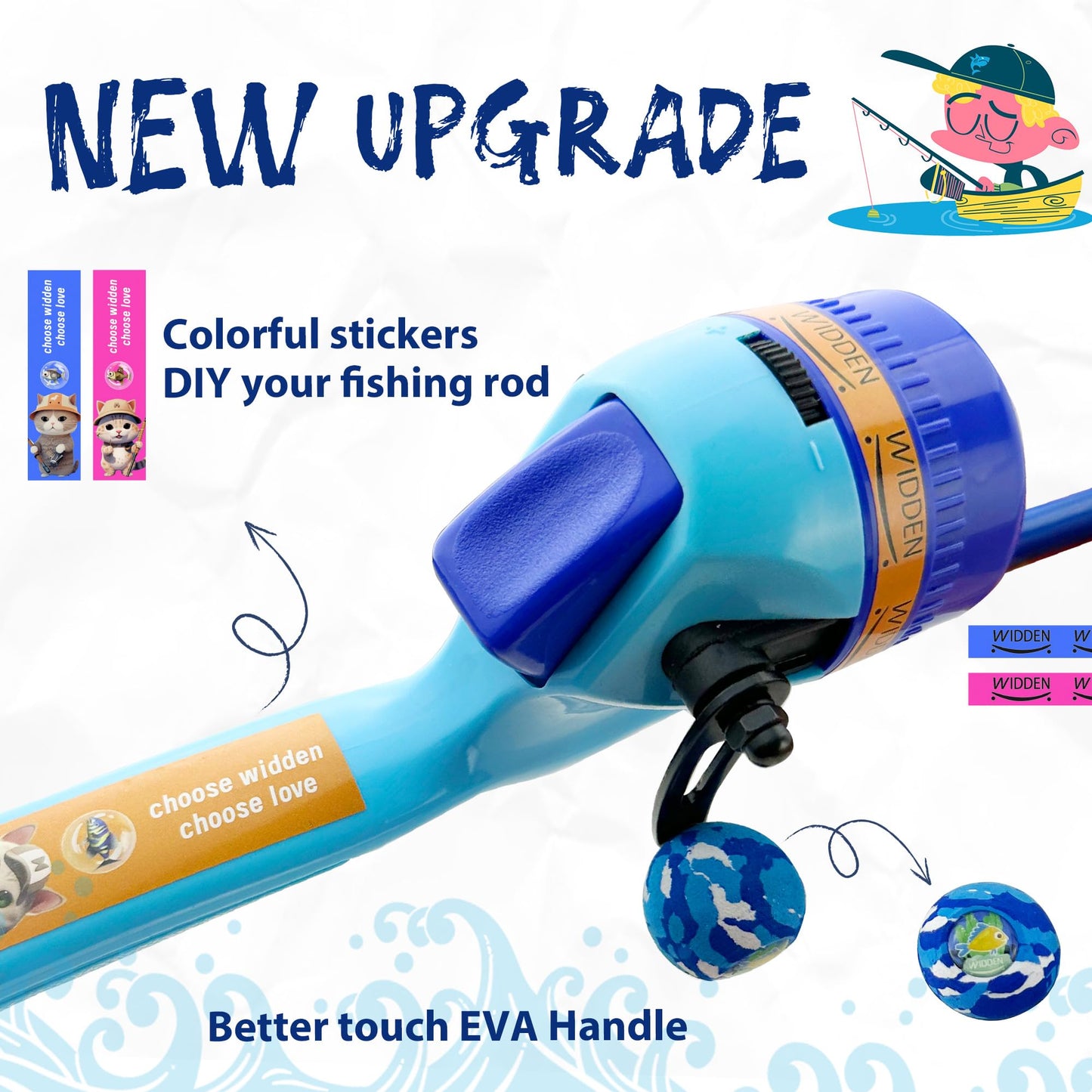 WIDDEN Kids Fishing Pole, Telescopic Fishing Rod, Toddler Collapsible Fishing Rod and Reel Combo with Tackle Box, Fishing Line, Bobber, and Soft Lures for Boy, Girl, Youth, Beginner, Over 3 Years Old