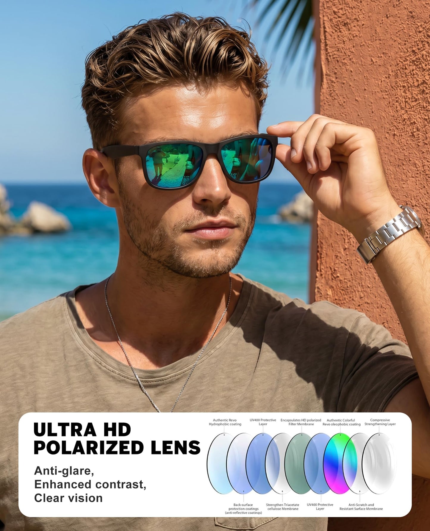 KALIYADI Sunglasses Men Polarized Sun glasses for Mens Womens Classic Matte Black Frame UV Protection 3pack(Grey/Ice Blue/Green)