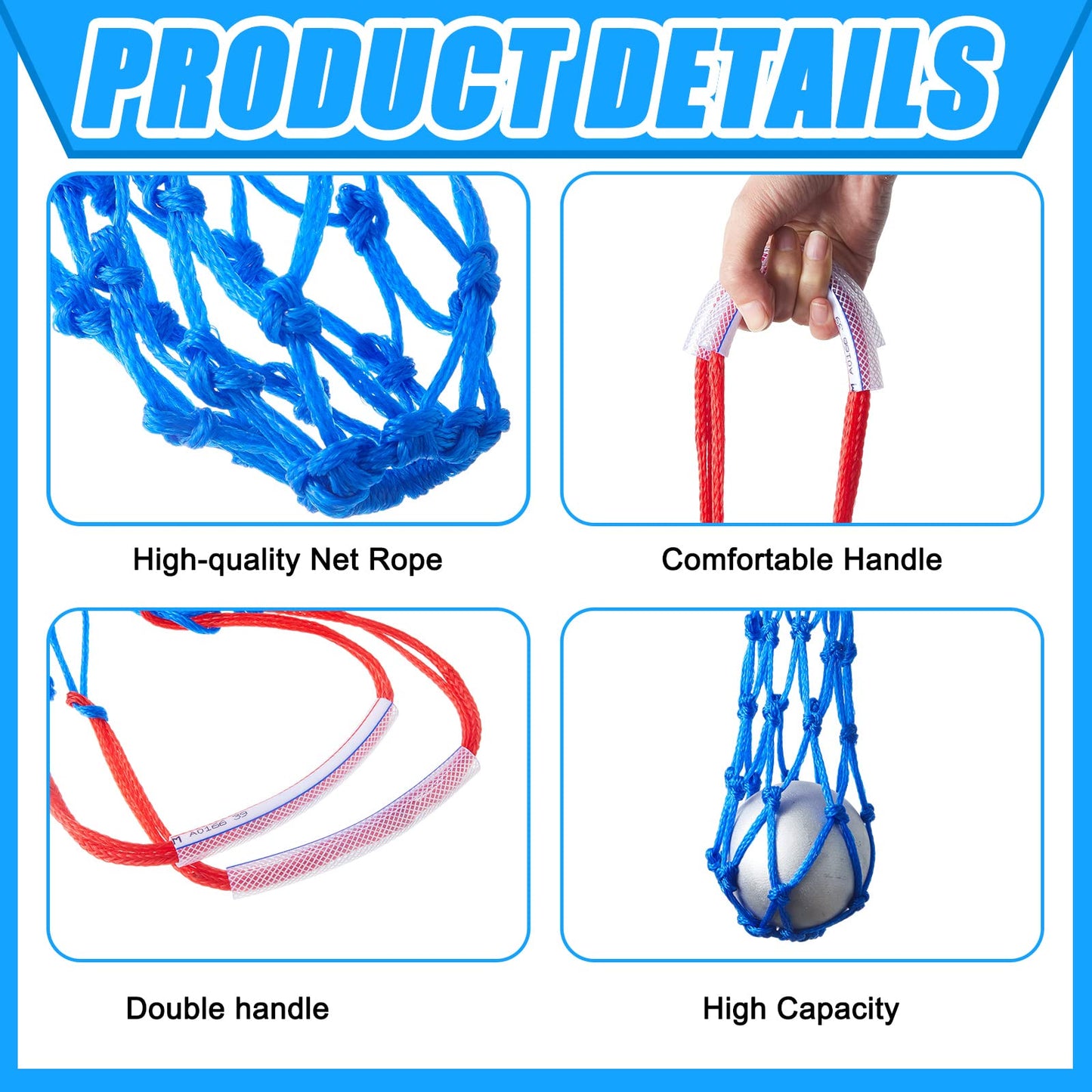 Riakrum 2 Pieces Shot Put Carrier Track and Field Equipment Net Shotput Bags for 8 lb Shot Put Ball Training Carry (Red and Blue)
