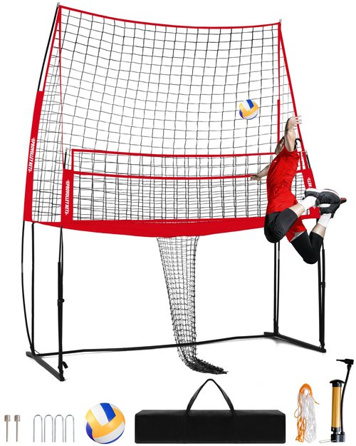 Volleyball Training Equipment Net for Backyard Park, Volleyball Training Net with Adjustable Height Indoor Outdoor, Trainer Kit, Ideal for Portable Spike Trainer and Practice for Teenager Adult
