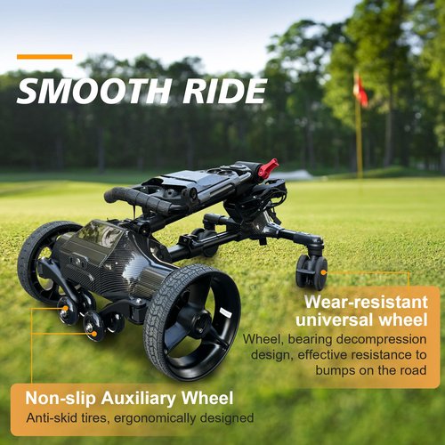 NLIEOPDA Electric Golf Cart with Remote Control, Auto-Follow Golf Push Cart Caddy, All Terrain Foldable Portable Trolley Golf Cart Accessories, Phone-GPS