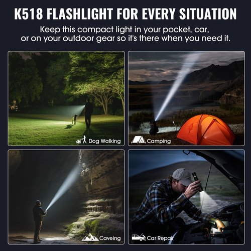 Rechargeable Tactical Flashlights, High Lumens Small Mini USB-C LED Flashlight, Compact EDC Flash Light, 4 Modes&Memory Function, Waterproof Pocket Lights for Home,Camping,Emergency (2, Black)
