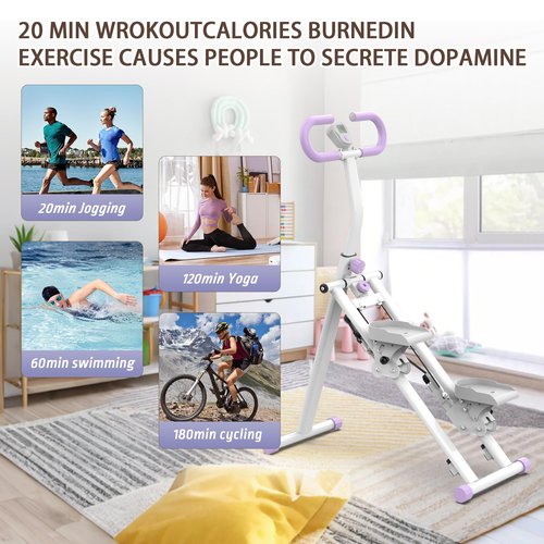 Stair Stepper for Home, Folding Vertical Climber Workout Machine for Full-Body Exercise Stair Stepper with Stable Frame Adjustable Handlebar & Pedals