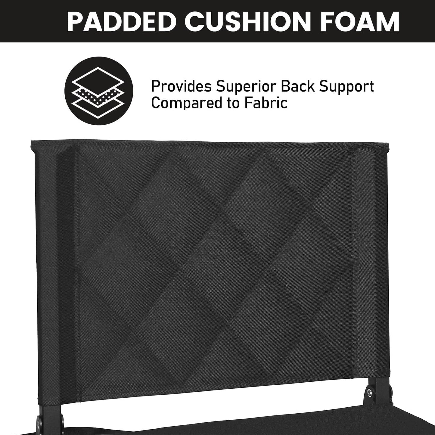 Sheenive Stadium Seats for Bleachers with Back Support 2 Pack, 13.5" Extra Deep, 2.8" Cushion, 380LB Each, Set of 2 Padded Folding Bleacher Chairs for Football Baseball Sports Events