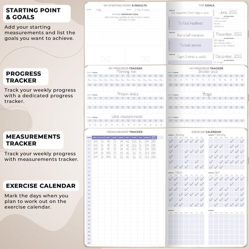 Clever Fox Fitness & Food Journal PRO – Daily Workout & Meal Planner for Women & Men – Exercise & Weight Loss Diary Notebook, 7.3x10.4” (Seashell)