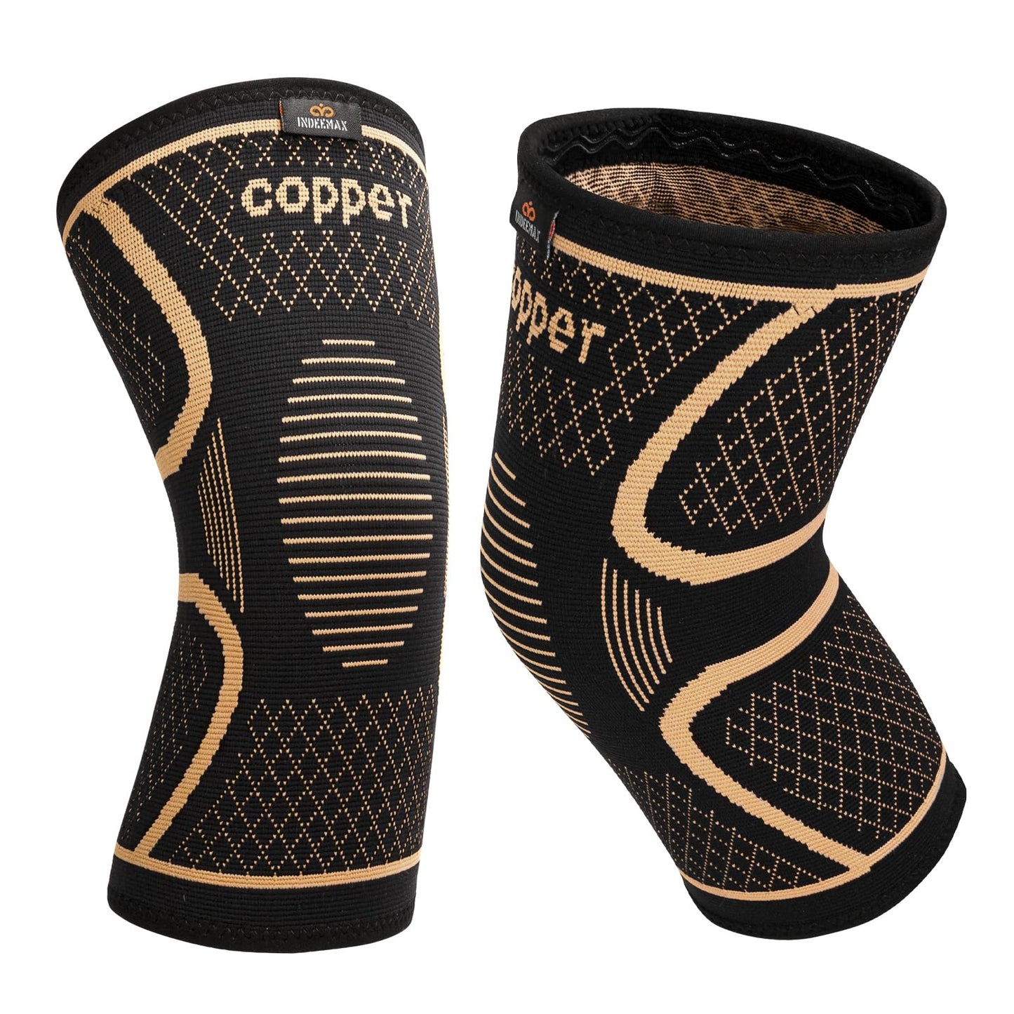 Ankle Brace for Women & Men, Ankle Compression Sleeve Support Copper Infused Ankle Brace for Sprained Ankle, Plantar Fasciitis Sports, Achilles Tendonitis Pain Relief, Copper Black, LG03-CO-S