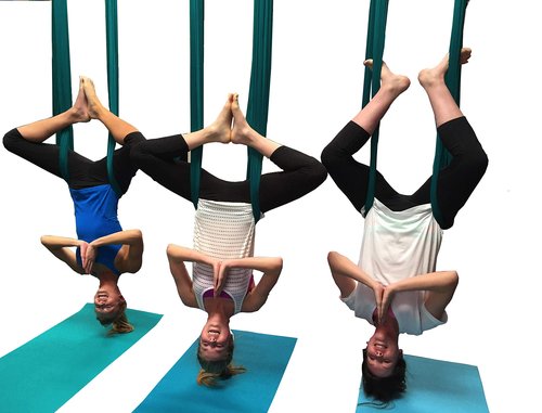 F.Life Aerial Yoga Hammock kit Include Daisy Chain,Carabiner and Pose Guide (Blackish Green)