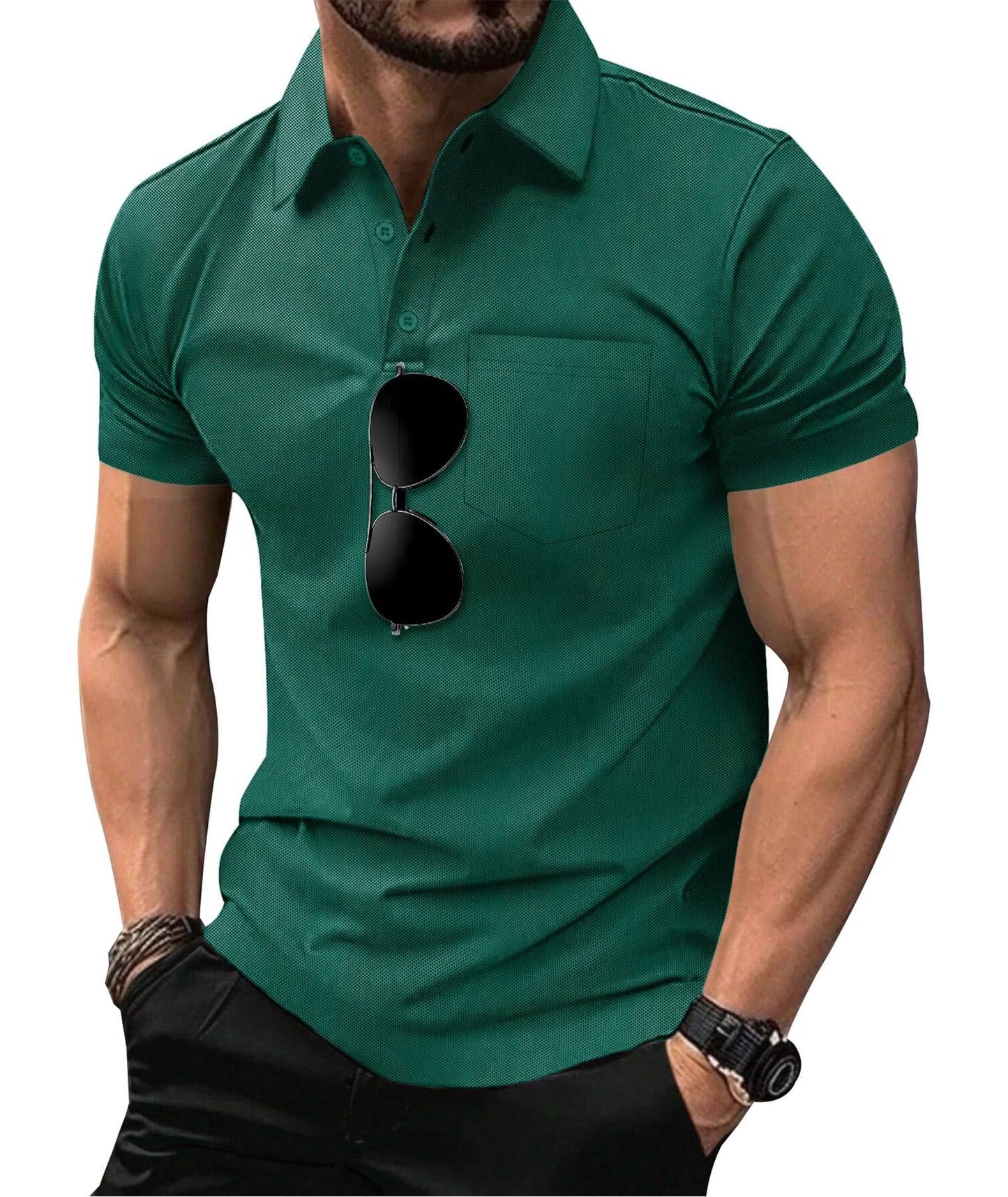 SCODI 5 Pack Mens Pocket Polo Shirts Short Sleeve Multipack Golf Shirt for Men Moisture Wicking Casual Athletic Work T-Shirts White ForestGreen Lightkhaki Yellow Orange XL