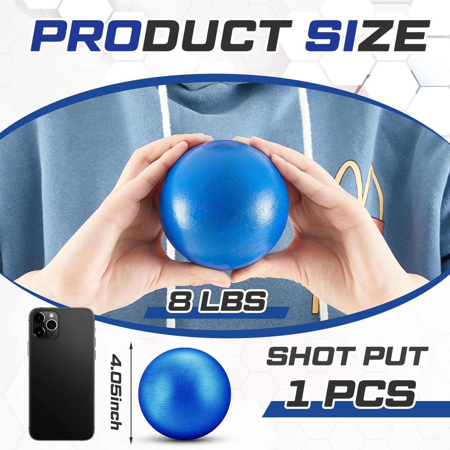 Silipull 2 Pcs Spring Sports Iron Shot Put Outdoor Shot Put Balls Silver Cast Iron Shotput Weight Balls for High School Track and Field Competition Practice(Blue,8 Lbs)