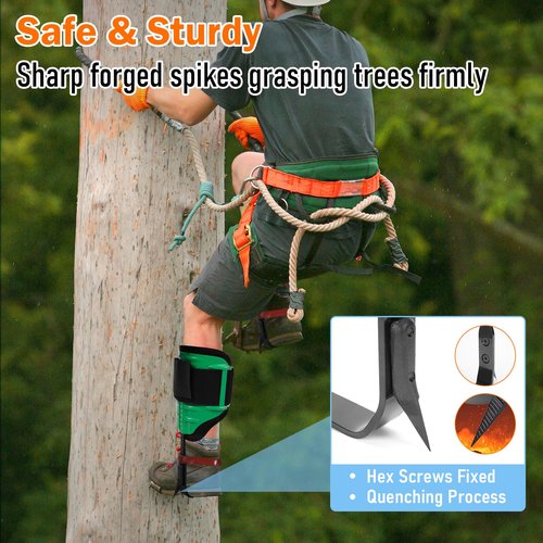 bimti Arborist Climbing Spikes,Height Adjustable Tree Climbing Gear for Tree Work with Removable Padding and Safe Belt for Fruit Picking, Hunting
