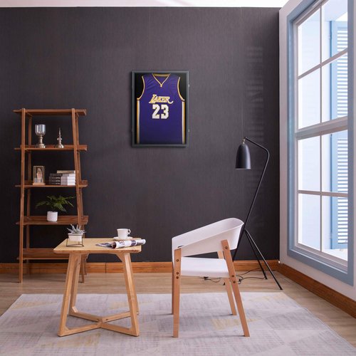Jersey Display Frame Case, Large Lockable Shadow Box Sports Jersey Frame with UV Protection Acrylic and 2 Hanger for Baseball Basketball Football Soccer Hockey Shirt,Uniform, Graduates Black