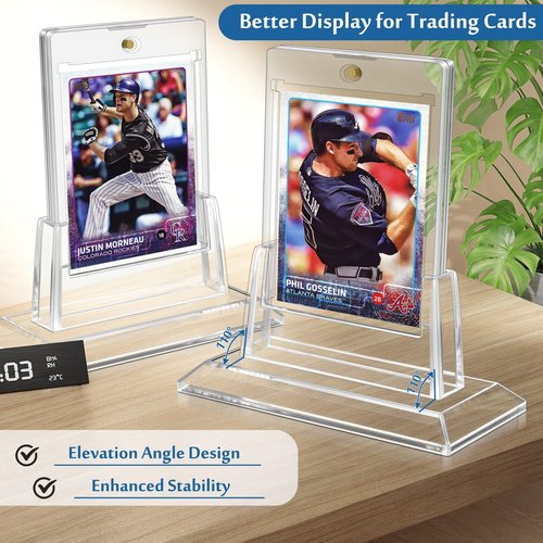 VAFOFO 1 Count Magnetic Card Holder for Trading Cards, 35PT Acrylic Baseball Card Holders with 1 Card Stand Hard Plastic Card Protectors for MTG Cards