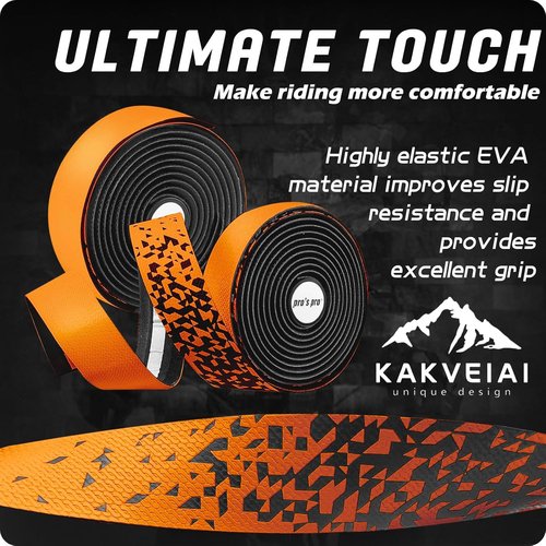 ARVORUM Bike Handlebar Tape, Bicycle Bar Tape, Cycling Grip Tape, (Set of 2) EVA Padded Bar Tape Bicycle Handlebar Tape, with 4pcs Bike Handlebar End Plugs, Soft Comfortable, Wear Resistant(Orange)