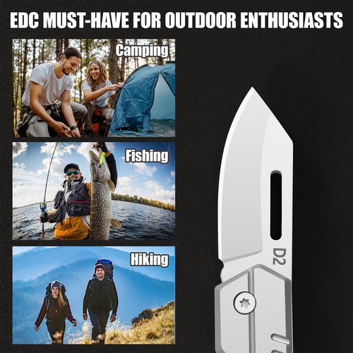 TerraJoy Small Pocket Knife Gifts for Men Him Dad Husband, Keychain Folding Knife for Everyday Carry, Lightweight Edc Gadgets for Camping, Hiking Fishing and Outdoor (Grey)