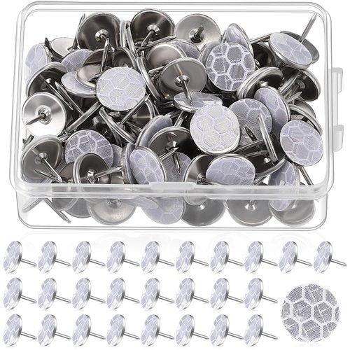 Fullhawl Reflective Tacks Trail Marking Tacks Glow Reflective Mark Trail Markers Thumb Nails for Hunting Hiking Camping Tree Stand(Sliver,100)