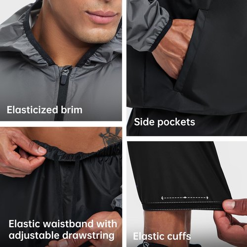 HOTSUIT Sauna Suit for Men Sweat Suits Gym Workout Exercise Sauna Jacket Pant Full Body, Gray, 2XL