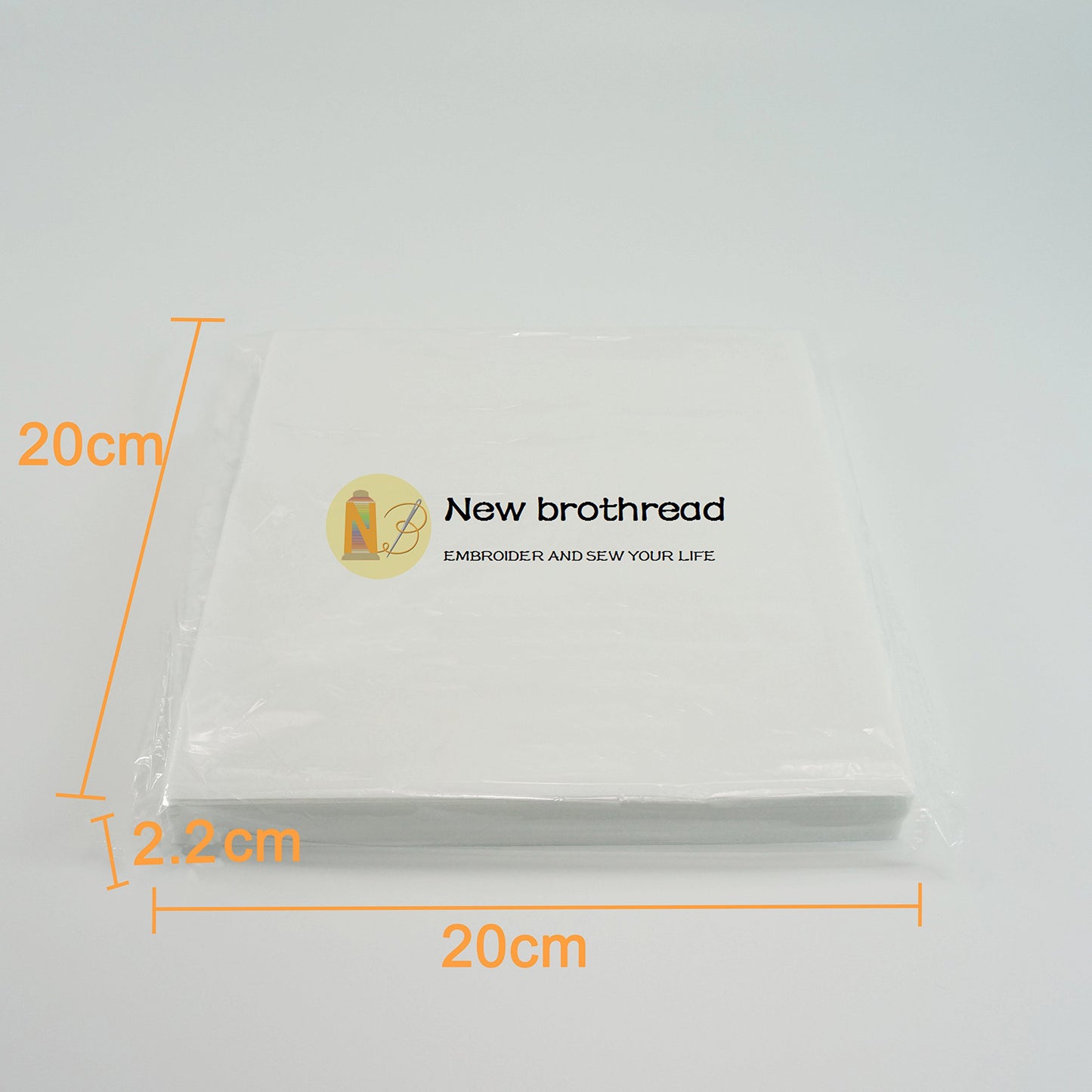 New brothread Tear Away Machine Embroidery Stabilizer Backing 8"x8" - 100 Precut Sheets - Medium Weight 1.8 oz- Fits 4x4 and 6x6 Hoops