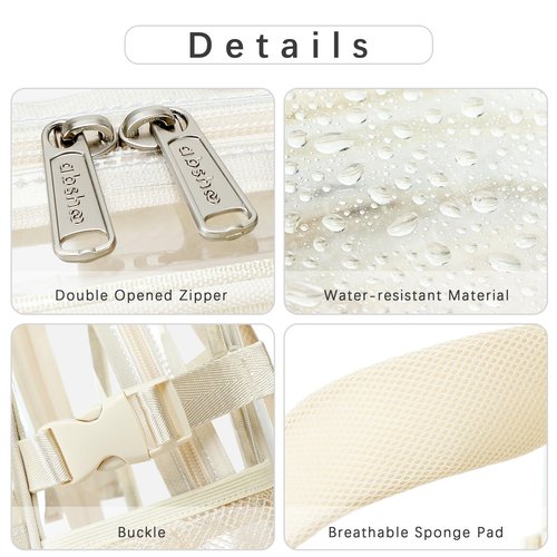 abshoo Large Heavy Duty Girls Clear Backpack for School Bookbag Transparent Multi Pocket Backpacks for Women (Beige)