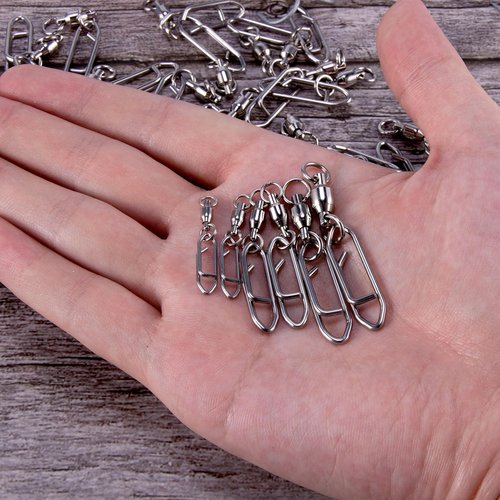 Alwonder 30-Pack Fishing Speed Clips Quick Change Snap Swivels, Ball Bearing Swivel Power Clips Fishing Snap Swivels (0+S 33LB) Freshwater Saltwater Crankbait Popper Lures Quick Snaps Connector Tackle
