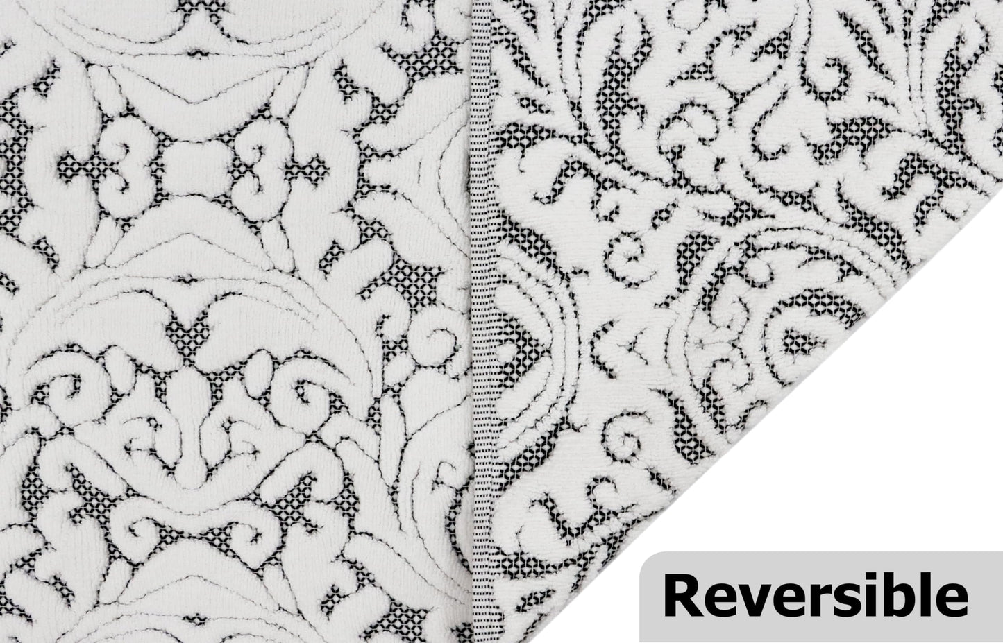 COTTON CRAFT Bath Tub Mat - 1 Pack Sculpted Damask Terry Jacquard Step Out Floor Mat - Heavyweight 1100 GSM Low Lint Absorbent Luxury Bathroom Mat - Shower Rug -Not a Bathroom Rug - 21 x 34 - Black