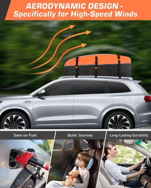 Sailnovo Car Rooftop Cargo Carrier Bag 21 Cubic, PVC Vehicle Soft-Shell Car Top Carrier for Cars with/Without Roof Rack, Waterproof Roof Bag Includes Anti-Slip Mat,10 Reinforced Straps, 6 Door Hooks