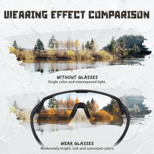 OUWOR Polarized Cycling Glasses for Men Women Youth, UV400 Mountain Bike Sunglasses for Bicycle Mtb Running Fishing Baseball Hiking (Black & Gray)