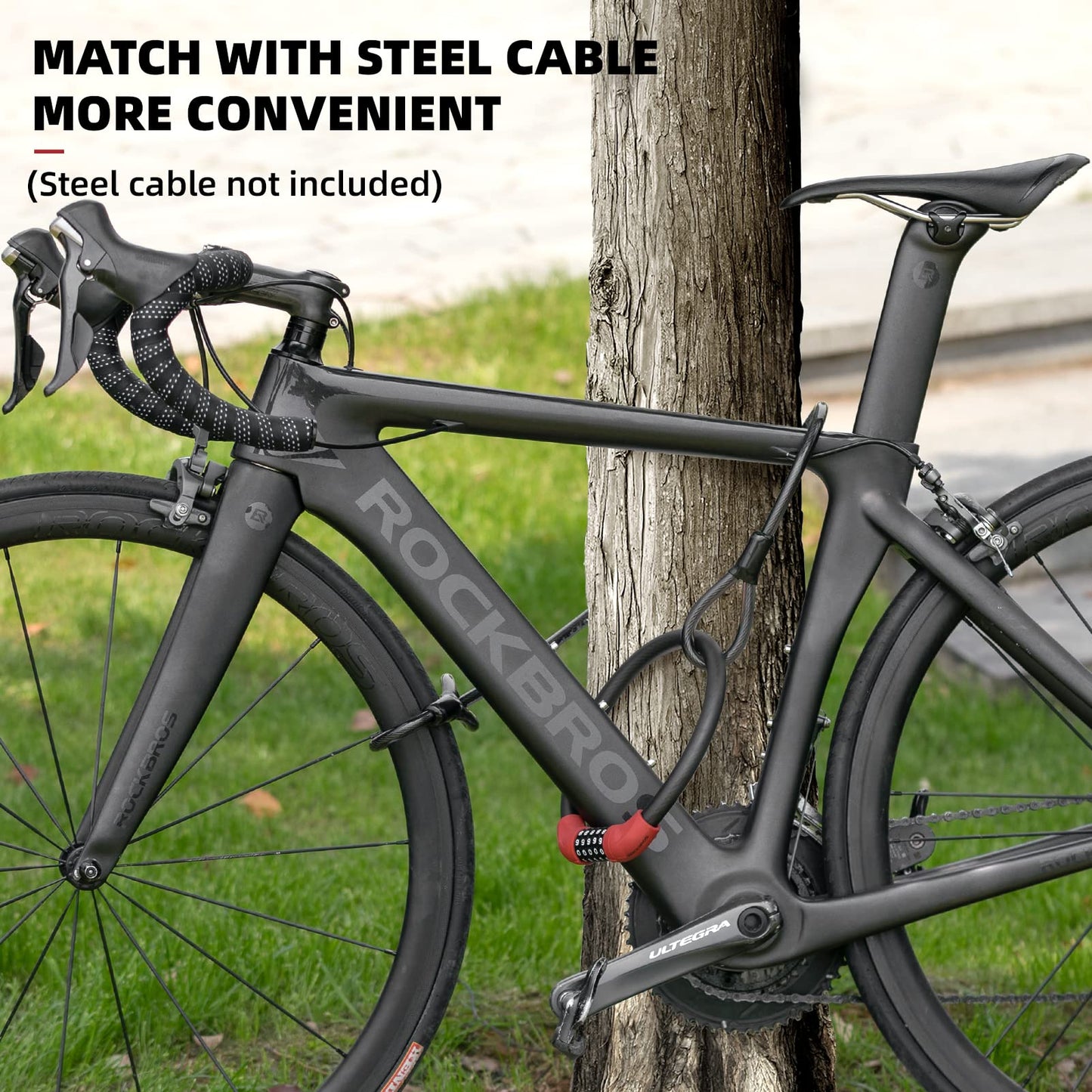 ROCKBROS Bike Lock 5 Digit Cable Lock Lightweight Bicycle Lock Bike Lock Combination Portable Lock for Bike 22inch Black