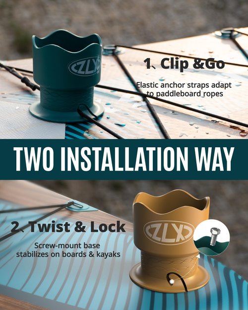 ZLX Cup Paddle Board Kayak Cup Holder, Stand Up Paddle Board Cup Holder Paddleboard Accessories Surfboards, Canoes Kayak Holder for Types of Cup Bottle Drink
