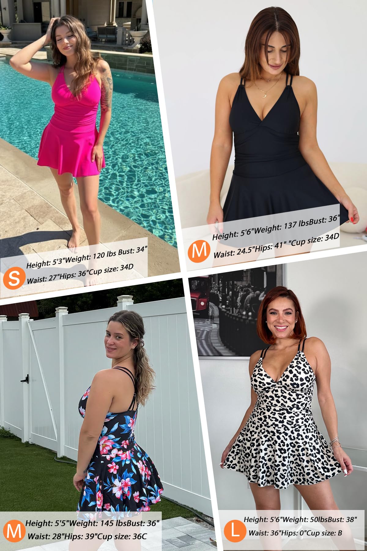 Daci Black Womens One Piece Swim Dress-Modest Tummy Control Swimdress Bathing Suit 2026 Ruched Swimsuit with Skirt L