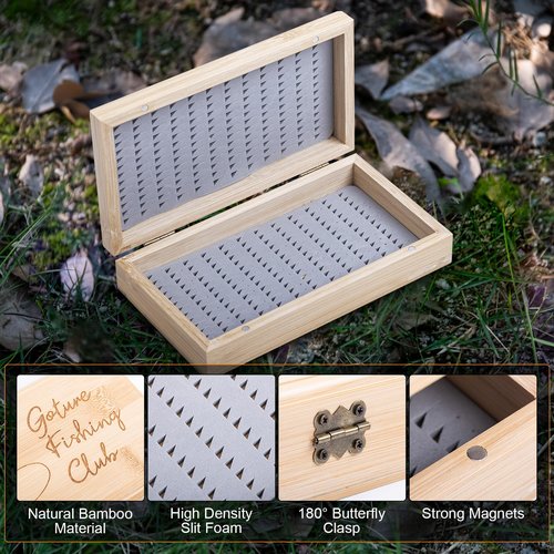 Goture Fly Fishing Flies Kit, 54pcs Dry Wet Flies Streamers Nymphs with Wooden Fly Box, Bass Trout Steelhead Salmon Lures Set Assortment Kit, Gifts for Men