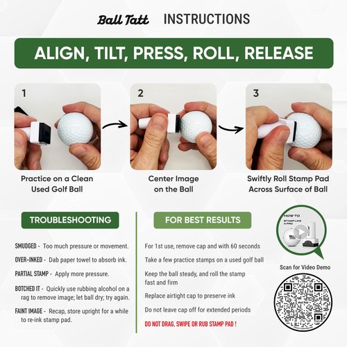 Ball Tatt - Four Leaf Clover Golf Ball Stamp, Golf Ball Stamper, Self-Inking Golf Ball Stamp Markers, Reusable Golf Ball Marking Tool to Identify Golf Balls, Golfer Gift Golfing Accessories