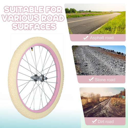 WEEROCK 20 Inch Front Wheel for Kid Bike, 20" Replacement Bicycle Wheel Set with 20 in Bike Tire and Inner Tube, Purple