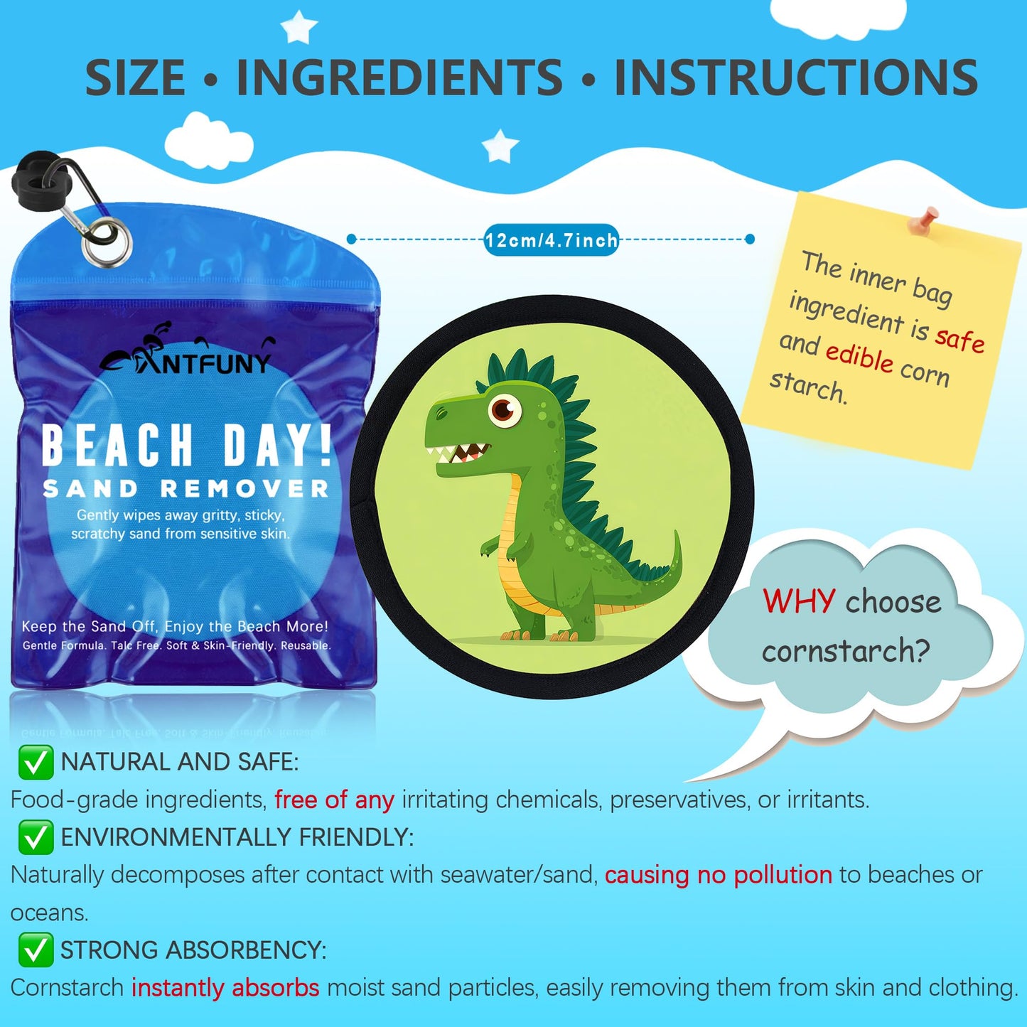 3 Pack Beach Sand Remover Mermaid Unicorn Dinosaur Eraser Brush Wipe Mitt Family Women 2026 Summer Beach Vacation Essentials Hawaii Accessories European Bahamas Trip Must Haves Alaska Cruise Ship