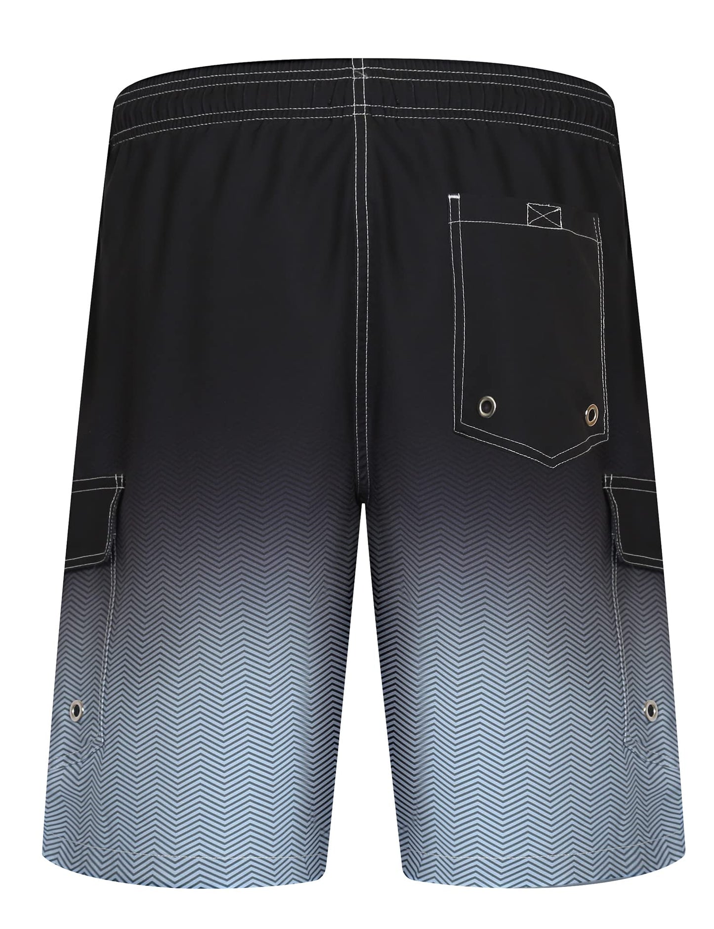 ELETOP Men's Swim Trunks Quick Dry Bathing Suit Swimming Board Shorts Mesh Lining Beach Swimwear Cargo Gradient Black XL