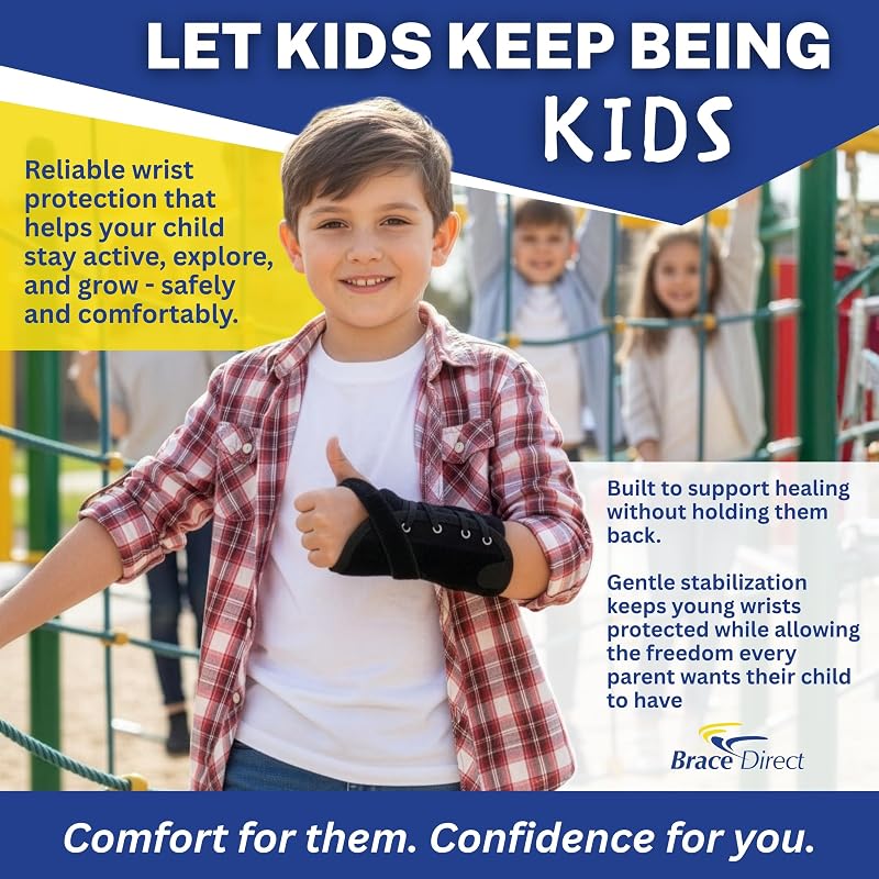 Left Pediatric Wrist Brace for Children 4"-5.5" - Lace-Up Support Splint