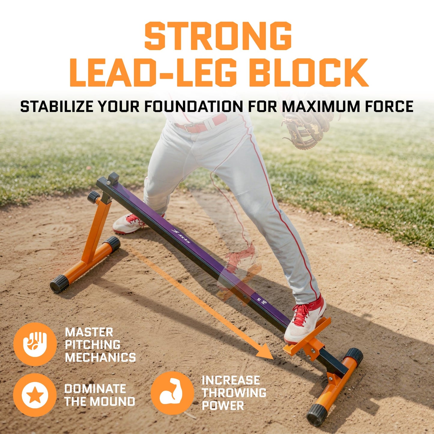 ACELETIQS Baseball Pitching Lead Leg Trainer – Adjustable Stride & Resistance Trainer for Pitchers – Improve Power, Balance & Mechanics – Heavy-Duty Steel Pitching Training Aid