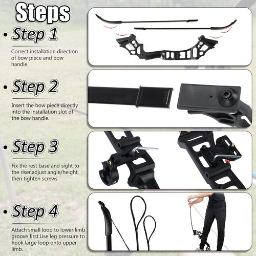 SERfawnCH Recurve Bow and Arrow Set for Adults, 30-40LBS Right-Handed Target Practice Bow with 6 Carbon Arrows, Arm Guard & Target Faces, 51" Archery Kit for Outdoor Practice‌