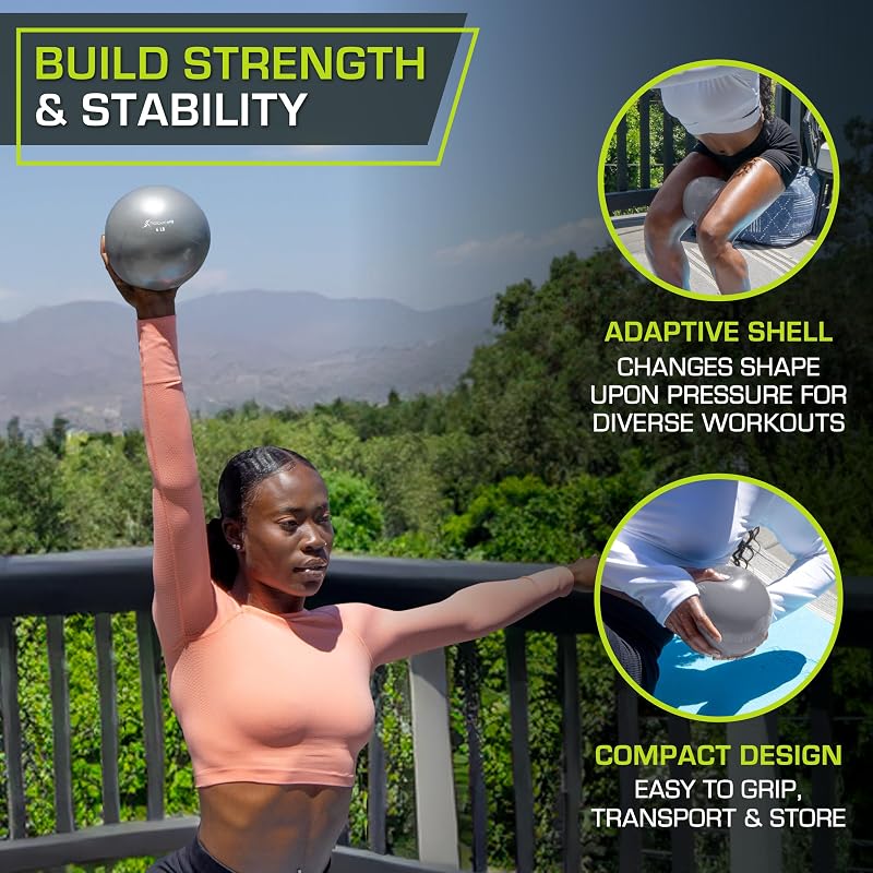 ProsourceFit Weighted Toning Balls for Pilates & Strength Training - 6 lb x2, Silver
