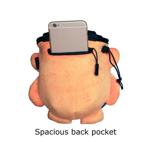 Rockbuddy Chalk Bag for Rock Climbing - Bouldering Chalk Bucket with Quick-Clip Belt, Zipper Pocket and Brush Holder - Monkey
