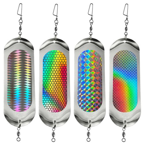 4pcs Fishing Dodger Flashers Trolling Flasher Lures Salmon Skateboard Fishing Gear (4)